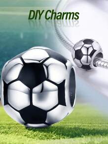 ESBERRY 1 Bóng Đá Tình Cảm Hạt Charms Mặt Dây Chuyền Nữ Vòng Tay Và Lắc Tay S925 Bạc Mỹ Trang Sức Làm - Bạc - Xem 2