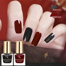 8毫升紅黑閃耀指甲油套裝,易撕式、亮白、快乾指甲藝術,持久不褪色,無氣味、易揭,適合美白膚色,家用美甲套裝,無需uv / Led燈 - 彩色 - 查看 1