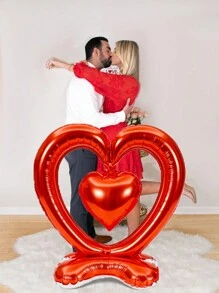 1入組情人節心形鋁箔氣球,適用於情人節派對裝飾、結婚週年紀念、生日派對裝飾 - 紅色 - 查看 3