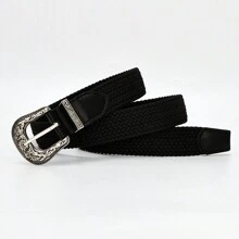1pc Women's Fashionable & Versatile Square Buckle Elastic Braided Belt For Daily Wear - Multicolor - View 11