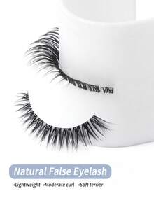 MAGEFY 7Pairs Of Natural Cross Full False Eyelashes With Clear Stem,Fluffy Slim For Everyday Use Manga Eyelashes, Travel Essentials - Black - View 6