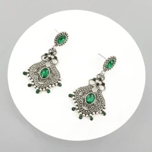 2入組高端時尚異國風耳環,適用於派對、舞會和豪華服裝搭配配件,精緻復古幾何耳環 - 綠色 - 查看 4