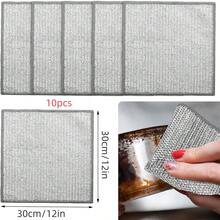 10入組12英寸金屬絲洗碗海綿,雙用干/濕,多功能防刮洗滌用於廚房爐面,台面,水槽和洗碗 - 銀色 - 查看 2