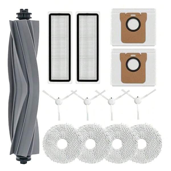 For Dreame L10s Ultra/ L10 Ultra, Replacement Parts Set Compatible With Xiaomi X10+ Robot Vacuum Cleaner With 2 Dust Bags, 1 Main Brush, 4 Mop Pads, 2 HEPA Filters, 4 Side Brushes
