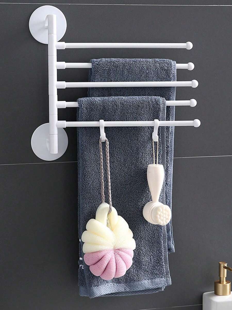1pc No Drill White Minimalist Foldable Towel Rack(Random Color) - Multicolor - View 1