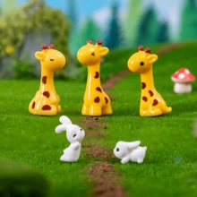 5入組/套可愛的長頸鹿和兔子迷你人偶,適用於家庭和辦公桌微型景觀動物裝飾飾品 - 小兔子和長頸鹿 - 查看 5