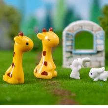 5入組/套可愛的長頸鹿和兔子迷你人偶,適用於家庭和辦公桌微型景觀動物裝飾飾品 - 小兔子和長頸鹿 - 查看 8