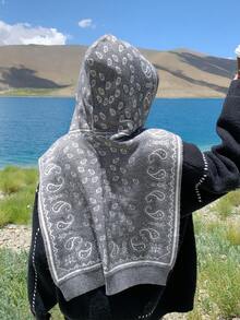 1pc Women's Knitted Hooded Shawl Cape Photography Prop And All-Match Shawl For All Seasons - Grey - View 3