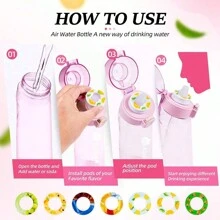 1個800ml/27oz入門級運動空氣水瓶套裝,有字母圖案,配有吸管防漏蓋,並配有1個味道膠囊-0卡,0糖隨機水果口味水瓶,戶外運動創意滋味水杯,適用於健身房和假日禮物 - 粉色 - 查看 4