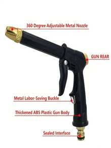 1入組升級款攜帶式高壓水槍,可調節花園軟管噴嘴,汽車/寵物窗戶清潔工具,適用於清潔人行道,汽車,澆水花園 - 彩色 - 查看 5