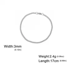 1 Miếng Không giới tính 3~10mm Rộng Thép không gỉ Chuỗi vòng tay , Hip Hop Cô gái Goth hiện đại Phụ kiện trang sức , Sinh nhật/ Liên hoan Qủa tặng Cho bạn trai Hoặc Bạn gái - Bạc - Xem 30