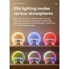 Bocina Doble Con Reloj Y Carga Inalambrica Con Luces Rgb - Blanco - Ver 8