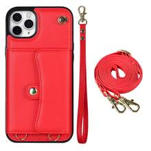 AWQUER Crossbody Wallet Back Case Compatible With IPhone 15 14 Plus 13 12 Mini 11 Pro Max 8 7 Plus SE 5G 2020 2022 With Hand Strap, PU Leather With Credit Card Slots Holder Kickstand Shockproof Phone Cover - Red - View 27