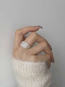 1pc Women's Open Adjustable Ring With Multi-Layer Twisted Design, Suitable For Daily Wear, Perfect As A Festival Gift For Your Girlfriend - Silver - View 4