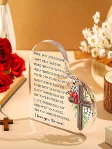 1 件感谢礼物，适合情侣、女朋友、朋友、家人、同事、老师、心形亚克力纪念品、家庭办公室感谢办公桌装饰 - 無色 - 查看 4