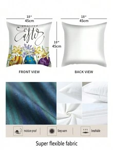 1pc Easter Themed Short Plush Polyester Pillow Case, Sofa Cushion Cover - Multicolor - View 2