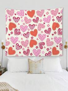 1pc Valentine'S Day Hearts Pattern Printed Tapestry - Multi-color - View 3
