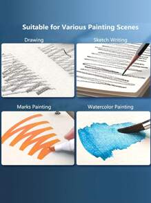 1 件 16k 60 張混合介質素描本,10.5 X 7.4 英寸,頂部螺旋裝訂素描本/書,適合藝術家專業人士和業餘愛好者 | 商品詳情馬克筆藝術、色鉛筆、木炭素描 - 紫色 - 查看 5