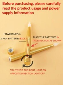 2pcs Gold-Plated Led Electronic Candle Light For Festival, Wedding, Party Decoration, Smokeless Candle Light - Yellow - View 4