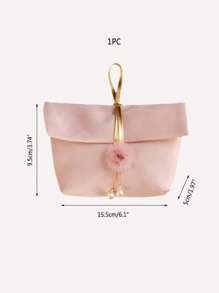 1 件仿珍珠和绒球装饰礼品袋，粉色涤纶礼品包装袋，适合婚礼节日派对 - 粉色 - 查看 3