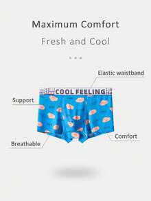 4pcs Men's Breathable Smiling Bear Comfortable Boxer Shorts - Multicolor - View 3