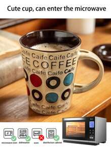 1入組350毫升/11.66盎司陶瓷咖啡杯,復古風格的咖啡杯,適用於派對/舞會/辦公室/家庭/咖啡店/餐廳,帶蓋和匙,可洗碗消毒微波爐安全,適用於燕麥咖啡、水、牛奶、茶、飲料,有趣的禮物,適用於女性、男性、同事、家人和朋友 - 卡其色 - 查看 8