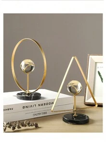 1pc Crystal Ball Ornament For Living Room, Office, Home Decorative Display - Round Gold - View 4