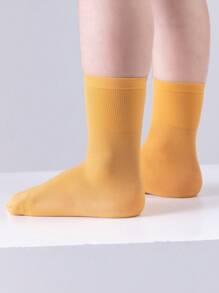 5 雙隨機顏色天鵝絨超柔軟彈性兒童絲襪,可愛糖果色短襪 - 彩色 - 查看 4