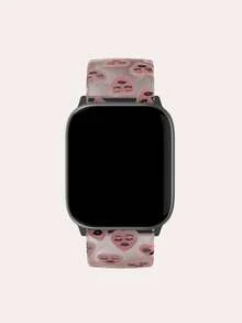 1pc Simple Heart Face Pattern White Tpu Watch Band Compatible With Apple Watch Ultra/Se/8/7/6/5/4/3/2/1, Suitable For 38/40/41/42/44/45/49mm - Pink - View 4
