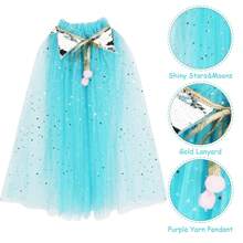 Princess Cape Girls Pink Tulle Cape Glitter Princess , Princess Costumes For Carnival Fancy Dress Festivals Costume Children Fancy Dress - Baby Blue - View 5