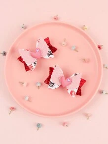 2pcs Girls'  Bow Hair Clips - Multicolor - View 2