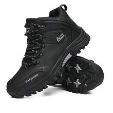Men's Lace-Up Sport Shoes, Stylish And Comfortable, Outdoor Pu Leather Anti-Slip Autumn Boots, Breathable Shoes For Casual And Hiking