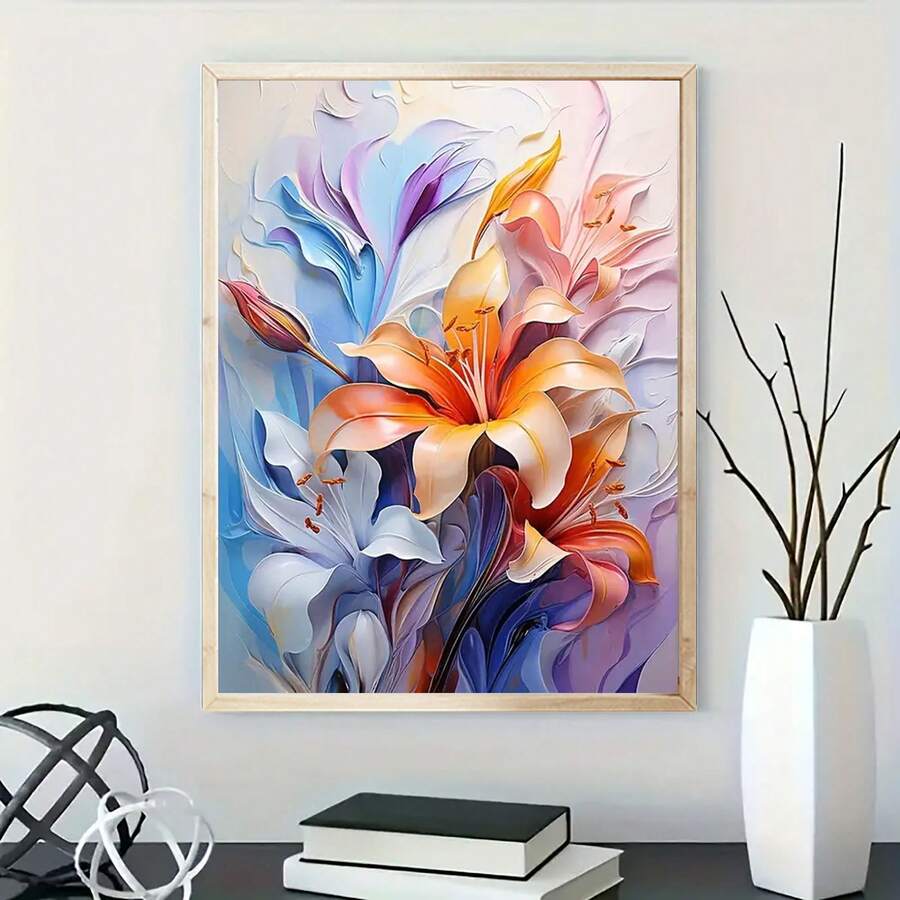1pc/Set Flower Oil Painting Frameless Door Wall Art Abstract Canvas Painting Art Poster Print Luxury Style Minimalist Modern Wall Picture For Living Room Bedroom Home Decoration - Multicolor - View 1