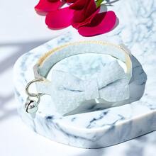 1pc Blue Bowknot Dog/Cat Collar With Buckle, Adjustable Length - Blue - View 1