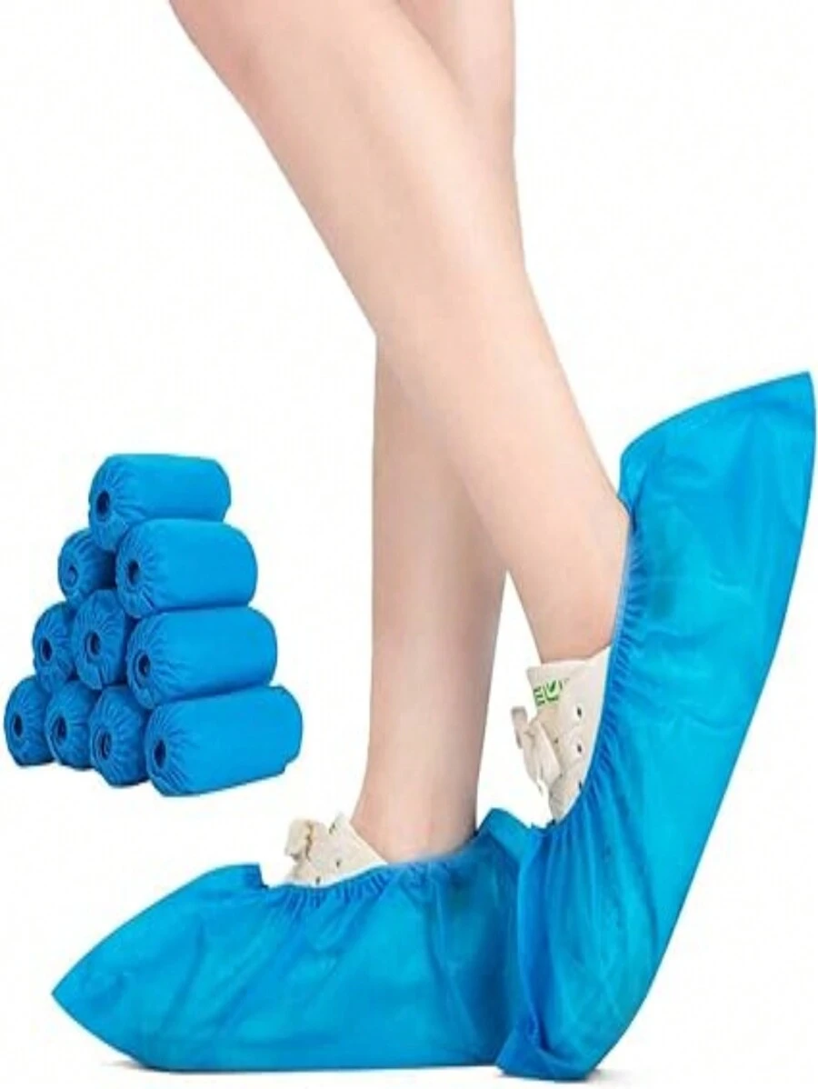 100入組一次性無紡布鞋套,加厚,防滑,耐磨,防水,適用於學生,成人和兒童,適用於家庭,醫院,房地產和清潔公司