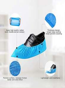 100入組一次性無紡布鞋套,加厚,防滑,耐磨,防水,適用於學生,成人和兒童,適用於家庭,醫院,房地產和清潔公司