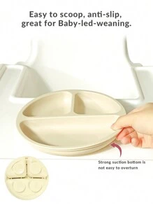 1个便携式防震硅胶婴儿喂食训练碗，配4个吸盘。可水洗，耐高温、耐低温，易清洁，耐用，可放入洗碗机清洗（卡其色） - 卡其色 - 查看 6