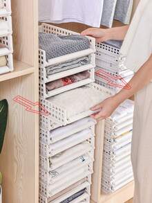 2pcs White Slouchy Clothes Storage Box & Folding Board, Suit For Closet Organization