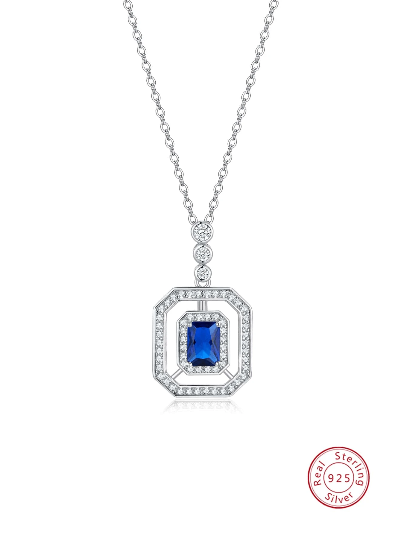 1pc Fashionable And Elegant 925 Silver Zirconia Necklace For Women, Suitable For Daily Wear, Banquet, Commute, Halloween Gift - Royal Blue - View 1
