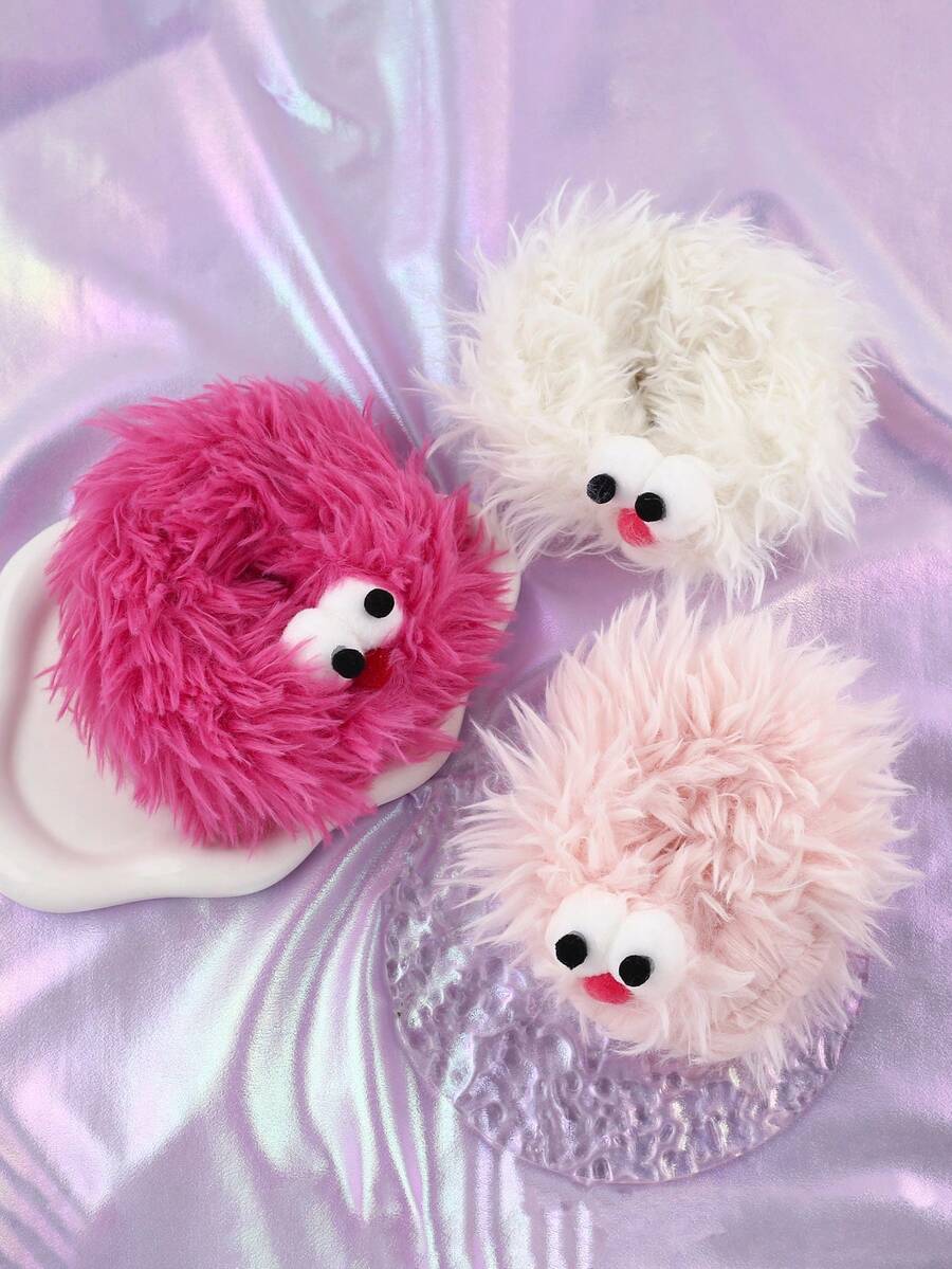3pcs Cute & Funny Plush High Ponytail Bow Hair Ties With Large Eye Decoration - Multicolor - View 1