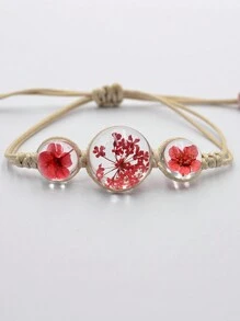 1 件时尚简约百搭手链，女士手工珠宝，干花和玻璃珠装饰，创意甜美优雅精致日常配饰，可爱的礼物 - C1 - 查看 2