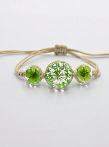 1 件时尚简约百搭手链，女士手工珠宝，干花和玻璃珠装饰，创意甜美优雅精致日常配饰，可爱的礼物 - C1 - 查看 4