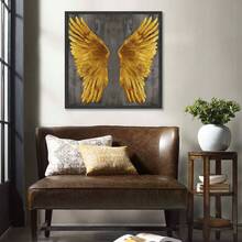 1件帶有金色羽翼設計的帆布海報藝術裝飾品,適用於客廳、廚房、牆壁、家居和房間裝飾,防水畫,不含框架,是理想的禮品 - 金色 - 查看 2