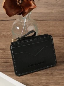 SOUTHLAND&KANGAROO 黑色字母钱包口袋钱包时尚简约超薄轻便便携现金钱证件卡零钱包生日礼物青少年大学生中学生男士卡包卡片夹钱包名片夹信用卡夹卡片夹女士女士迷你钱包卡片钱包 - 黑色 - 查看 5