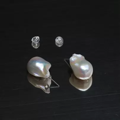 1 cặp bông tai ngọc trai nước ngọt Baroque bất đối xứng màu trắng tự nhiên bóng cao cấp 15-20mm & bạc Sterling S925, thích hợp làm quà tặng cưới & trang sức cô dâu ngày lễ cho phụ nữ