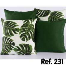 kit 4 almofadas Jacquard Decorativas Cama, Cadeira e Sofá Neutras - Verde - Visão 1