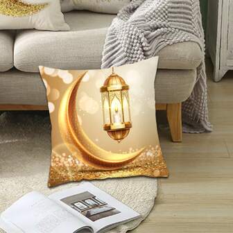 1入組星月主題靠墊套,適用於家居沙發靠墊套,節慶裝飾靠墊套（不含墊芯,單面圖案）