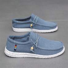 男士透氣輕盈防滑樂福鞋春夏防滑帆布鞋 - 藍色 - 查看 5