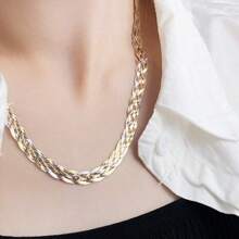 1 pieza Collar trenzado de cadena de plata de ley 925 brillante, cadena trenzada de 8 mm de ancho, adecuado para uso diario y de fiesta de mujeres, regalo de aniversario