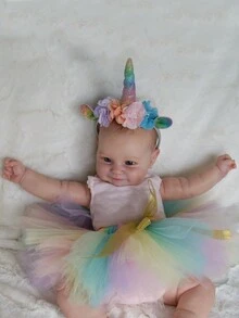 GUESSBELLY 60 厘米 24 英寸逼真婴儿重生娃娃，带有 3D 绘画皮肤和血管，鲜活柔软硅胶新生公主幼儿婴儿可爱女孩装扮玩具 - 粉色 - 查看 5